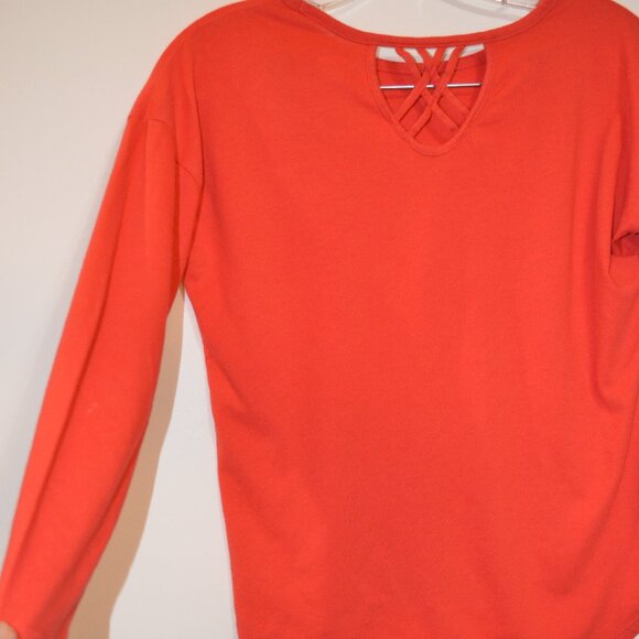 Old Navy Red T-Shirt Long Sleeves V-Cords Crossed Back Neck Softest Tee L(10-12) - Picture 6 of 6